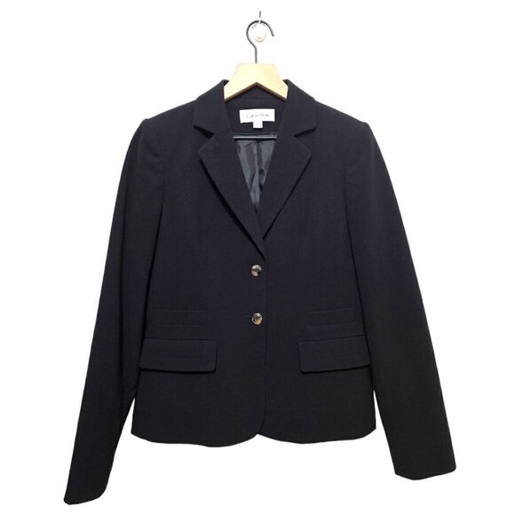 Calvin Klein Luxe Stretch 2 Button Notch Lapel Long Sleeve Blazer Sz 6 - Picture 1 of 8